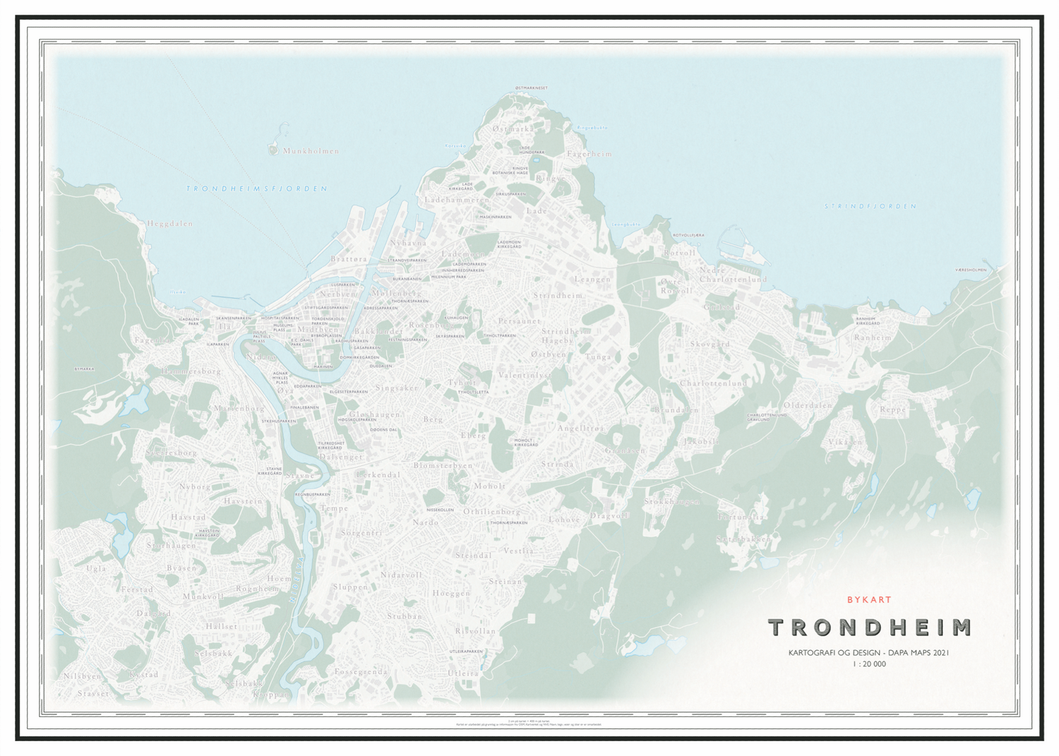 Flott bydelskart over Trondheim