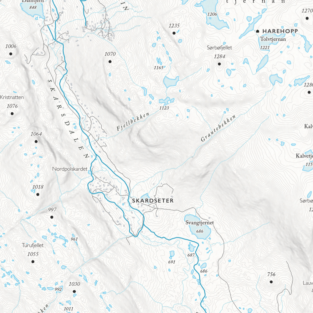 Løypekart Vassfarfjellet